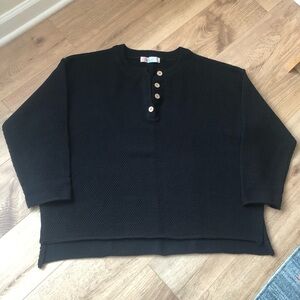 Free People Black Waffle Knit Hailee Sweater Size XL